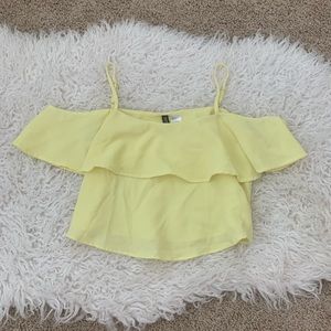 Divided Yellow Off the Shoulder Crop Top Size 2